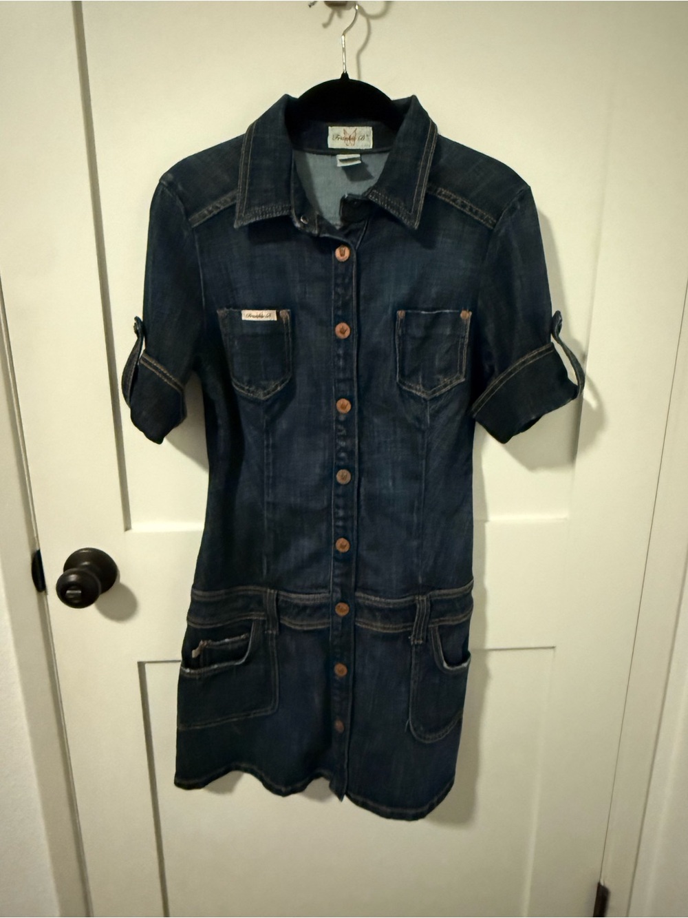 Frankie B. Dark Blue Denim Shirt Dress - size 8
